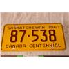 Image 2 : 1967 Canada Centennial Saskatchewan Licence Plates