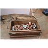 Image 1 : Wooden Storage Box with Vintage Co-op Cans 30+ vintage pop cans 31" x 16"