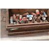 Image 2 : Wooden Storage Box with Vintage Co-op Cans 30+ vintage pop cans 31" x 16"