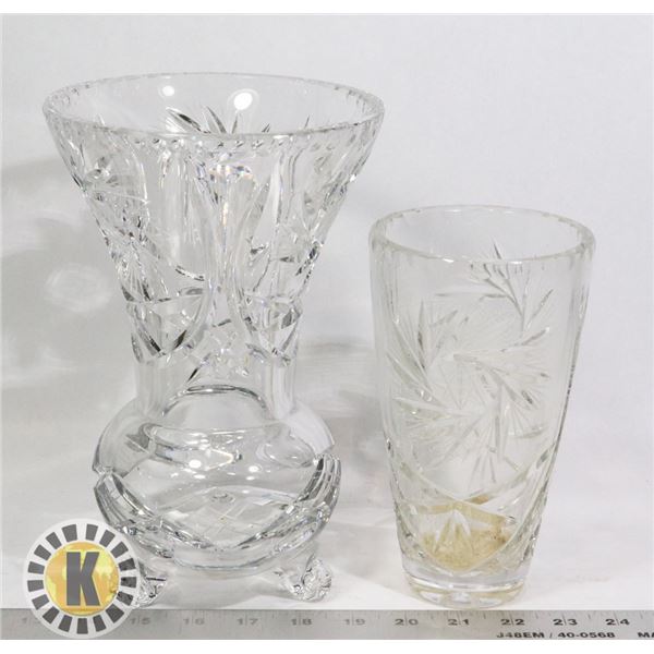 TWO PINWHEEL CRYSTAL VASES