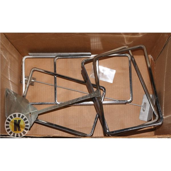 6 METAL  SIGN HOLDER- SOME  ARE MAGNETIC