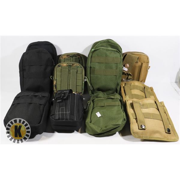BOX OF 12 TACTICAL BIKE AND BELT MOUNT BAGS