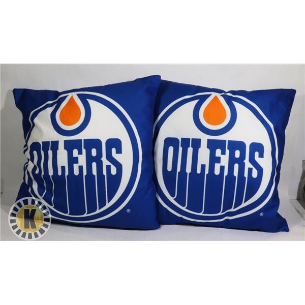LOT OF TWO ONE OF A KIND OILERS PILLOWS (WASHABLE)