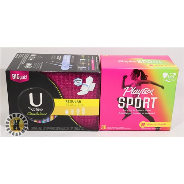 BAG OF PLAYTEX SPORTS PAD AND KOTEX PAD