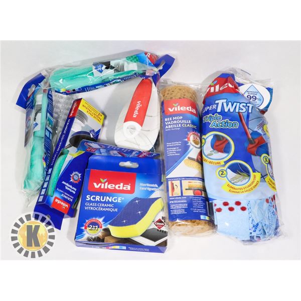 BAG OF ASSORTED VILEDA CLEANING SUPPLIES