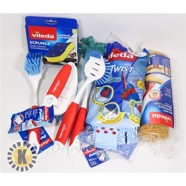 BAG OF ASSORTED VILEDA CLEANING SUPPLIES