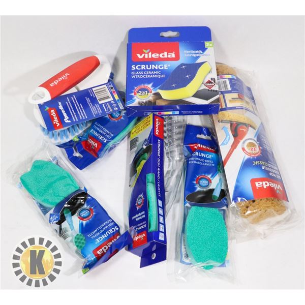 BAG OF ASSORTED VILEDA CLEANING SUPPLIES