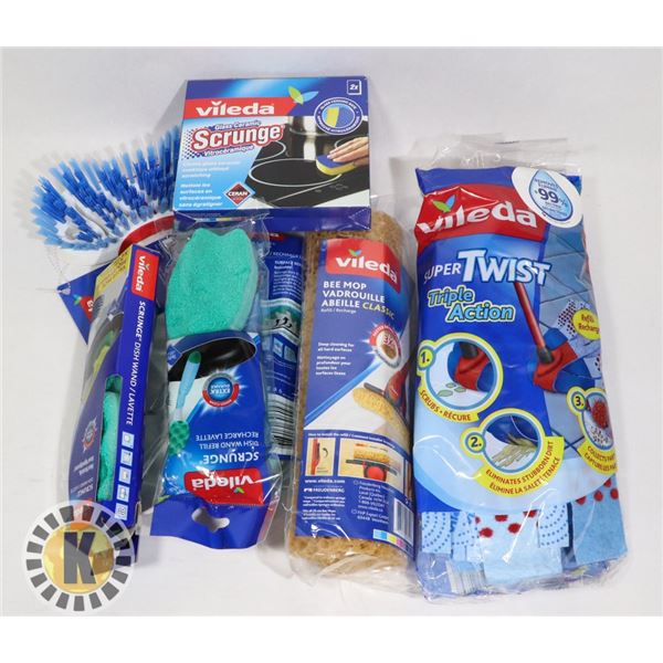 BAG OF ASSORTED VILEDA CLEANING SUPPLIES