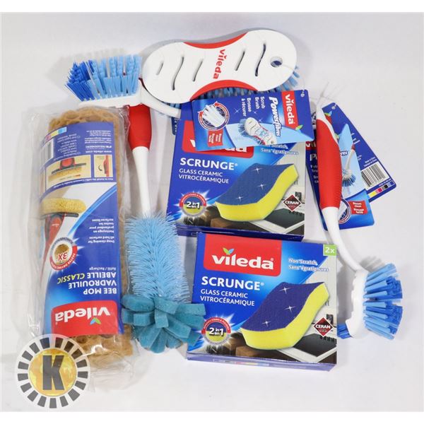BAG OF ASSORTED VILEDA CLEANING SUPPLIES