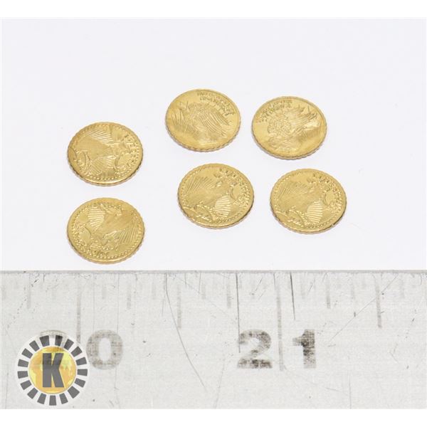 15)  LOT OF 6 24 KT GOLD PLATED US MINI COINS.
