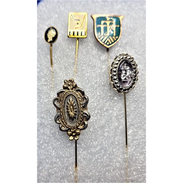 14)  LOT OF 5 VINTAGE STICK PINS