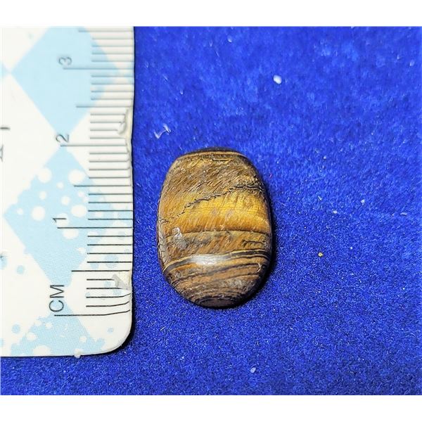 12)  NATURAL OVAL 14.5 CT TIGER'S EYE GEMSTONE,