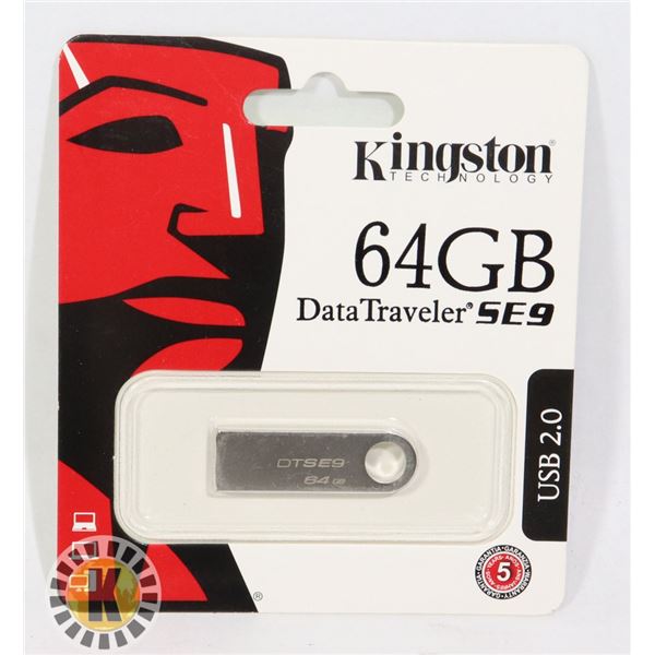 KINGSTON 64GB USB 2.0 FLASH DRIVE