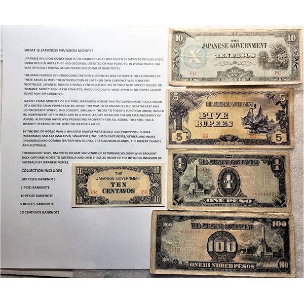 11)  LOT OF 5 JAPANESE OCCUPIED TERRITORIES