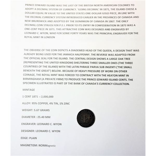 3)  CANADIAN PRINCE EDWARD ISLAND 1871 LARGE