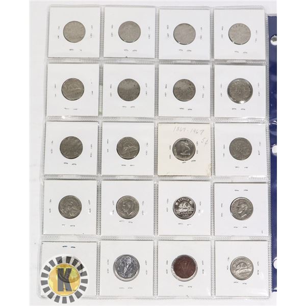 6)  LOT OF 20 OLD CANADIAN 5 CENT COINS FROM