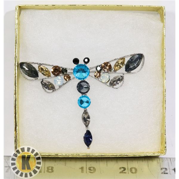 DRAGONFLY RHINESTONE BROOCH