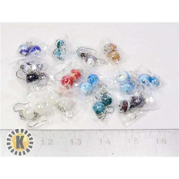 BAG OF NEW GLASS EARRINGS