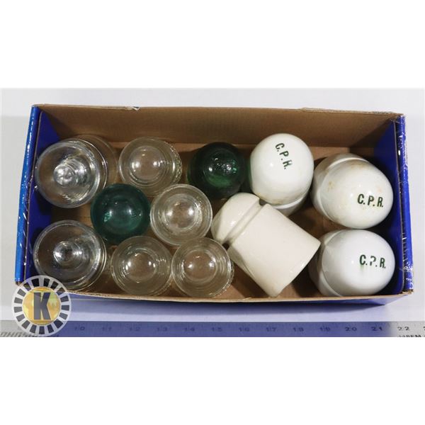 SMALL BOX OF INSULATORS INCLUDING CPR'S