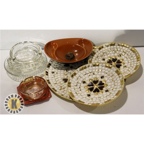 SPECIALTY DISH SET AND ASH TRAYS