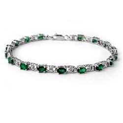 ACA CERTIFIED 5.02ctw EMERALD & DIAMOND TENNIS BRACELET