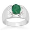 Image 1 : CERTIFIED 2.30ctw DIAMOND & EMERALD MEN'S GOLD RING