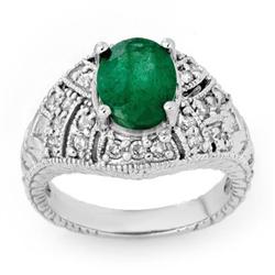 CERTIFIED 3.80ctw DIAMOND & EMERALD RING 14KT GOLD