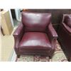 Image 1 : Burgundy Leather Arm Chair with Nail Head Detail