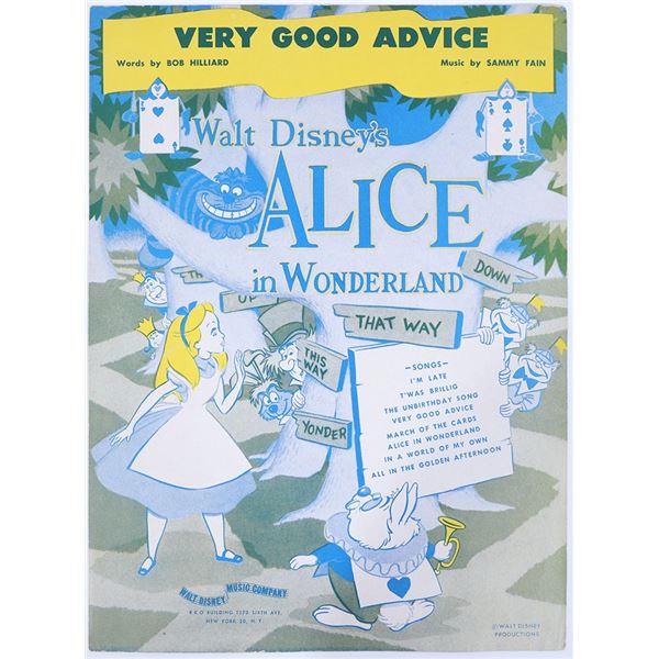 Disney Alice in Wonderland 1949 Music Sheet