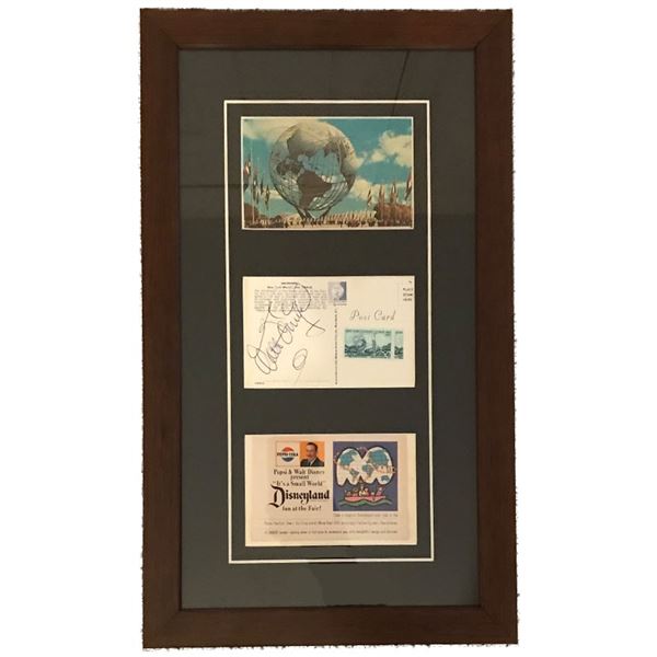 Walt Disney Signed 1964-65 New York World's Fair Postcard