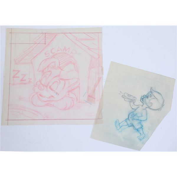 Disney Scamp Comics Production Drawings