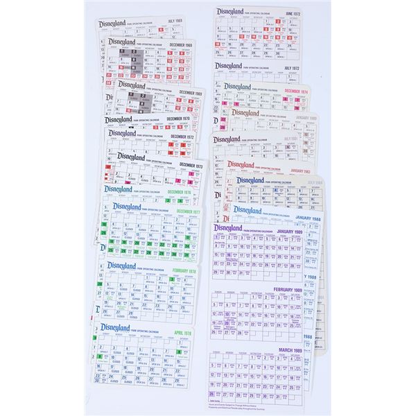 Disneyland Park Operating Calendars I