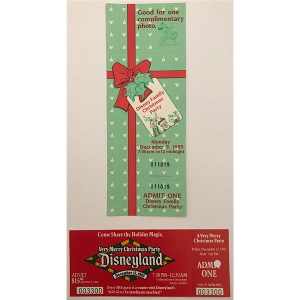 Disneyland 1985 Christmas Party Tickets