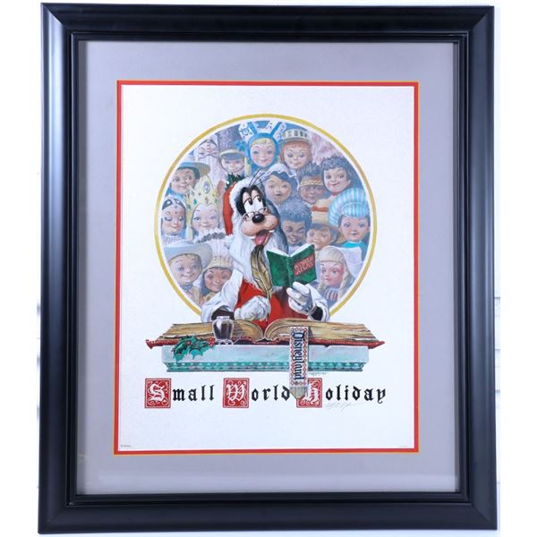 Disneyland "Small World Holiday" Goofy Lithograph Signed