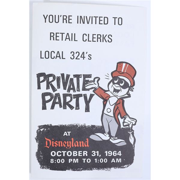 Disneyland 1964 Private Halloween Party Flyer