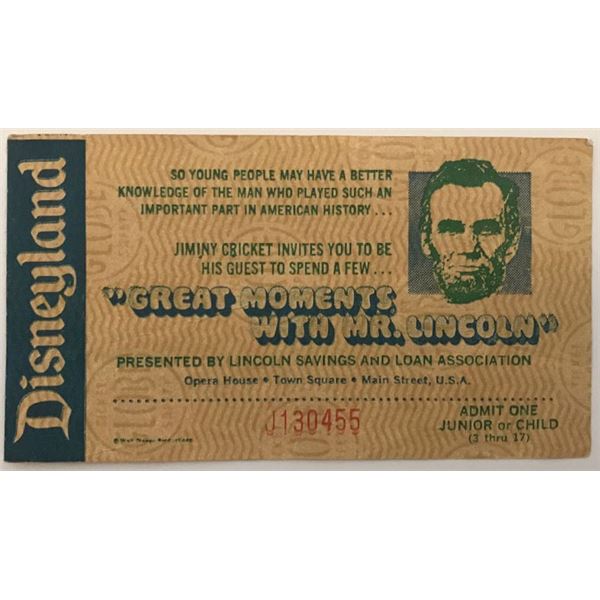 Disneyland Great Moments with Mr. Lincoln Ticket