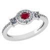 Certified 0.77 Ctw Ruby And Diamond 14k White Gold Halo