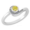 Certified 0.31 Ctw Fancy Yellow Diamond 14K White Gold