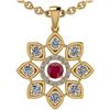 Image 1 : Certified 1.10 Ctw Ruby And Diamond VS/SI1 18K Yellow G