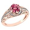 Certified 1.43 Ctw Pink Tourmaline And Diamond 14K Rose
