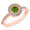 Certified 0.94 Ctw Peridot And Diamond 14k Rose Gold Ri