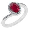 Certified 1.44 Ctw Ruby And Diamond 14k White Gold Halo