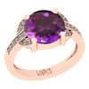 Certified 2.75 Ctw I2/I3 Amethyst And Diamond 10K Rose
