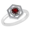 Certified 0.69 Ctw Garnet And Diamond 14k White Gold Ha