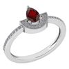 Certified 0.64 Ctw Garnet And Diamond 18k White Gold Ri