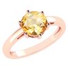 Certified 1.00Ctw Genuine Citrine 14k Rose Gold Halo Ri