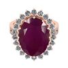 Image 2 : Certified 11.22 Ctw SI2/I1 Ruby And Diamond 14K Rose Go