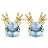 Image 1 : Certified 12.00 Ctw Blue Topaz Stud Earrings 14K Gold Y
