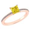 Image 1 : Certified 0.86 Ctw Fancy Yellow Diamond And Diamond 18k