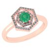 Image 1 : Certified 0.69 Ctw Emerald And Diamond 18K Rose Gold Ha
